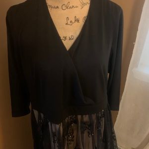 Beaded Black and Cream Cocktail Dress